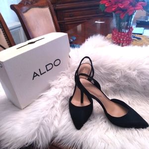Black suede Aldo slingback heels